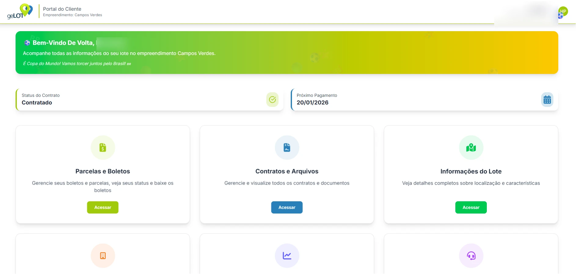 Dashboard do cliente
